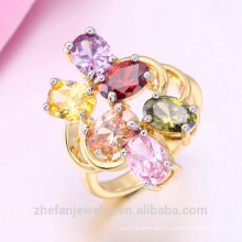 Neueste Gold Ring Designs 18K Vergoldung Single Stone CZ Ring Rhodium überzogene Schmuck ist Ihre gute Wahl